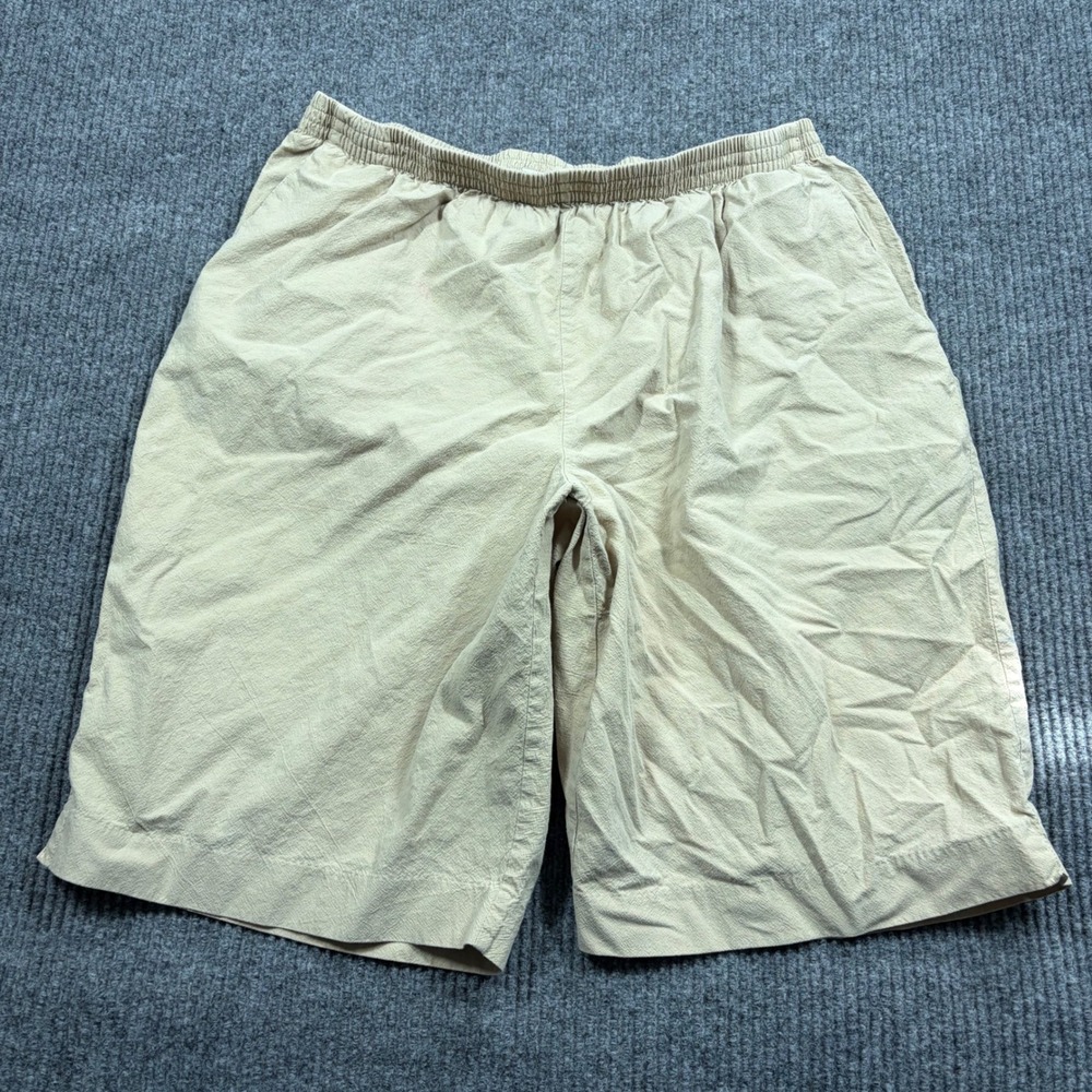 Alfred Dunner Womens Tan Cotton Elastic Waist Casual Shorts Size 18